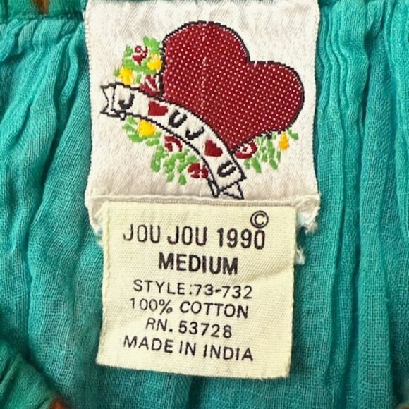 Vintage Jou Jou Vibrant Colorful Cotton A-Line Skirt Boho Retro 90's Size M - Picture 5 of 5